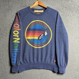 Aviator Nation Women’s S Blue Long Sleeve Graphic Pullover Sweatshirt Miami FL